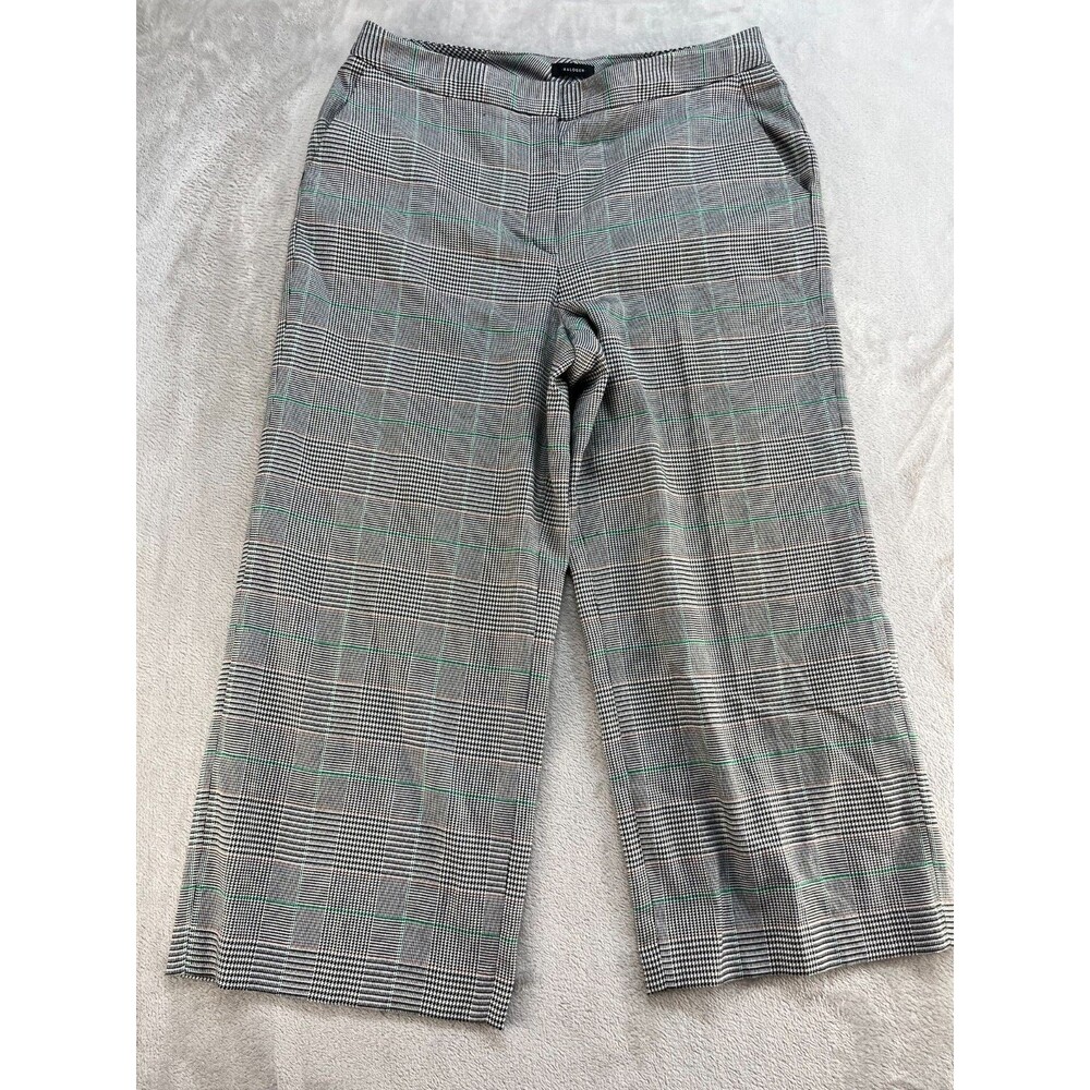 Halogen Capri Pants Women 10 Gray Plaid Pockets Zip Stretch Preppy Career